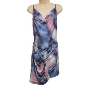 Bar III Ariana Tie Dye Bodycon Mini Dress Blue Medium